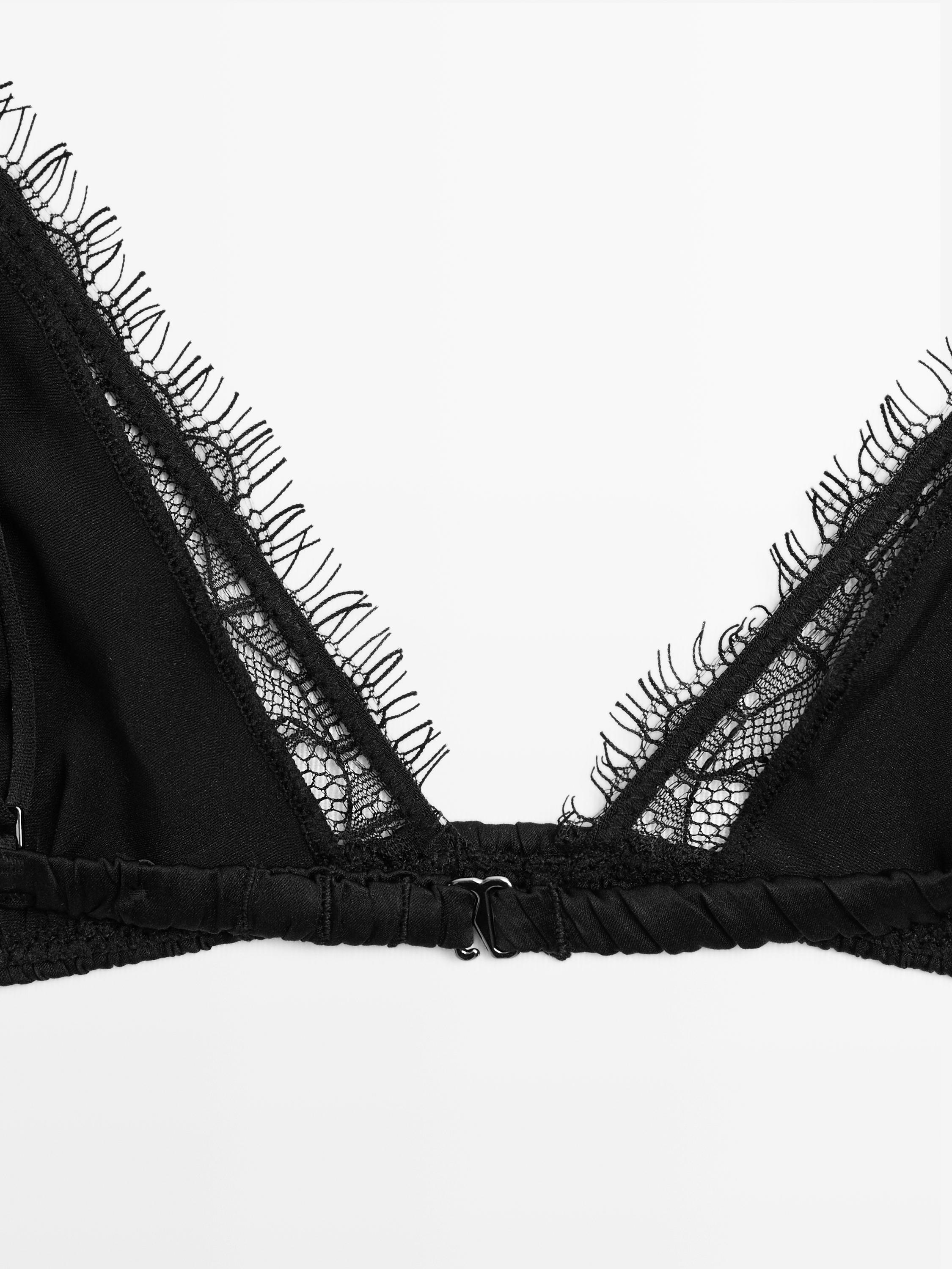 Silk and lace triangle bralette